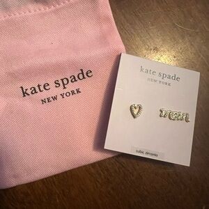 🆕kate spade new york::MOM Heart Cubic Zirconia Pavé Mismatched Stud Earrings